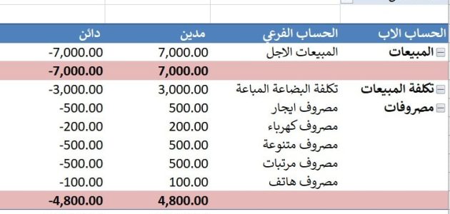 نموذج قائمة الدخل