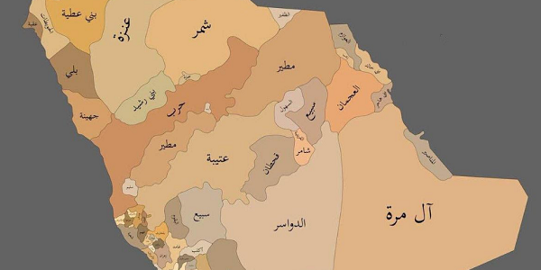 خريطة توزيع القبائل السعودية كاملة